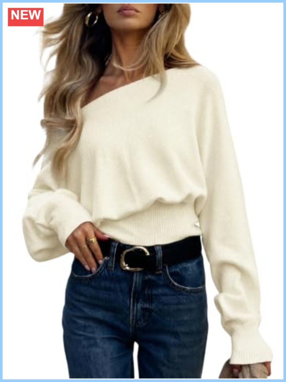 Off Shoulder Asymmetrical Batwing Sweater Pullover Viscose Blend